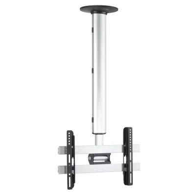 VCM Universal TV Deckenhalterung   26-40 Zoll bis 55 kg   bis VESA bis 400x300   höhverstelbar 74-130 cm   TV Halterung 360 Grad schwenkbar drehbar und 15 Grad neigbar   Fernseher Halter - CM3