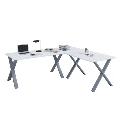 VCM VCM Holz Schreibtisch   Eckschreibtisch schlicht   130x130   L Form links oder rechts   Arbeitstisch Platte 50 cm tief   Computertisch Büromöbel - Lona X