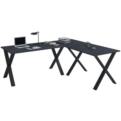 VCM VCM Holz Schreibtisch   Eckschreibtisch schlicht   160x130   L Form links oder rechts   Arbeitstisch Platte 50 cm tief   Computertisch Büromöbel - Lona X
