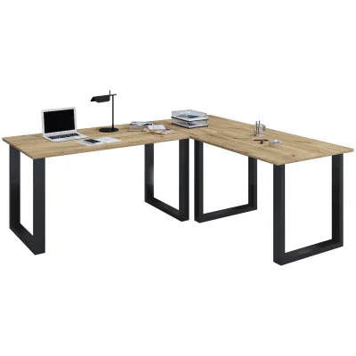 VCM VCM Holz Schreibtisch   Eckschreibtisch schlicht   160x160   L Form links oder rechts   Arbeitstisch Platte 50 cm tief   Computertisch Büromöbel - Lona U