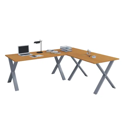 VCM VCM Holz Schreibtisch   Eckschreibtisch schlicht   190x130   L Form links oder rechts   Arbeitstisch Platte 50 cm tief   Computertisch Büromöbel - Lona X