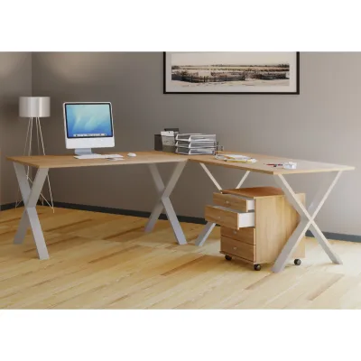 VCM VCM Holz Schreibtisch   Eckschreibtisch schlicht   190x190   L Form links oder rechts   Arbeitstisch Platte 50 cm tief  Computertisch Büromöbel - Lona X