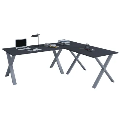 VCM VCM Holz Schreibtisch   Eckschreibtisch schlicht   220x160   L Form links oder rechts   Arbeitstisch Platte 80 cm tief   Computertisch Büromöbel - Lona X