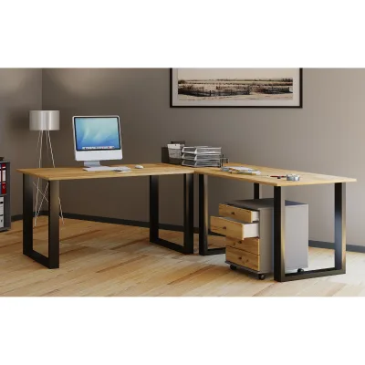 VCM VCM Holz Schreibtisch   Eckschreibtisch schlicht   220x190   L Form links oder rechts   Arbeitstisch Platte 80 cm tief   Computertisch Büromöbel - Lona U