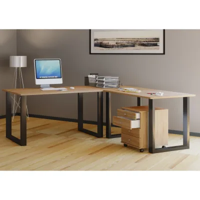 VCM VCM Holz Schreibtisch   Eckschreibtisch schlicht   220x190   L Form links oder rechts   Arbeitstisch Platte 80 cm tief   Computertisch Büromöbel - Lona U