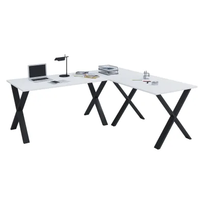 VCM VCM Holz Schreibtisch   Eckschreibtisch schlicht   220x190   L Form links oder rechts   Arbeitstisch Platte 80 cm tief   Computertisch Büromöbel - Lona X