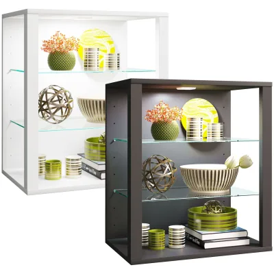 VCM Vitrine hängend   Vitrine ohne Glasfronten   Maße ca. H. 60 x B. 52 x T. 35 cm   Hängevitrine   Modern und platzsparend   Vitrinenschrank - Glasol