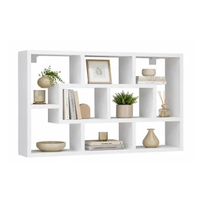 VCM Wandregal mit 10 Fächern, Hängeregal 85 x 48 x 16 cm, Bücherregal und Dekoregal für Wohnzimmer, Büro und Flur - Opila