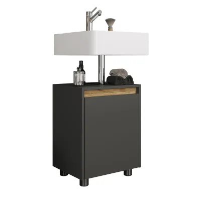 VCM Waschbeckenunterschrank, Holz Badschrank mit 1 Drehtür, H. 55 x B. 42 x T. 33 cm, Badunterschrank für das Gäste-WC, Cosila