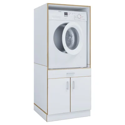 VCM Waschmaschinenschrank mit Unterschrank, Waschmaschinenumbau mit Stauraum hinter zwei Drehtüren und einer Schublade, Maße: Überbauschrank H. 162 x B. 67 x T. 68 cm, Rislo CL