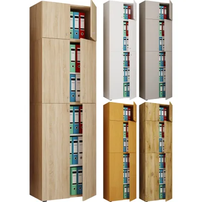 VCM XXL Büroschrank mit 5 Fächern und einem Aufsatz   moderner Aktenschrank mit Drehtüren   Maße ca. H. 223 x B. 70 x T. 39 cm – Lona 5-Fach