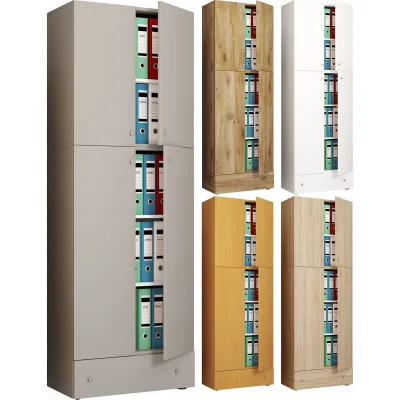 VCM XXL Büroschrank mit 5 Fächern und einer Schublade   moderner Aktenschrank mit Drehtüren   Maße ca. H. 200 x B. 70 x T. 39 cm – Lona 5-Fach