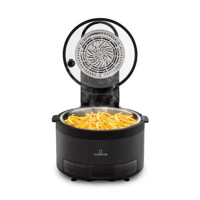 Vendure Heißluftfritteuse mit Dampffunktion 1250W 5 Liter 6 Programme Schwarz