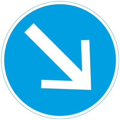 Verkehrszeichen 222 Ronde 600 mm, Fahrtrichtung rechts, RAL-Gütezeichen Folie RA1