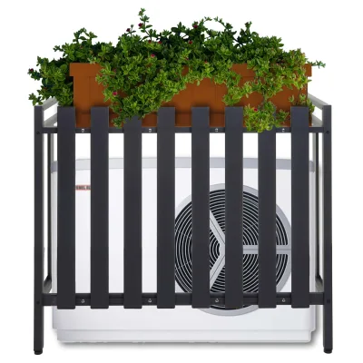 Verkleidung für Klimaanlage/Wärmepumpe MCW-K58, Abdeckung Schutzgitter Pflanzenregal, Metall 80x90x39cm ~ grau
