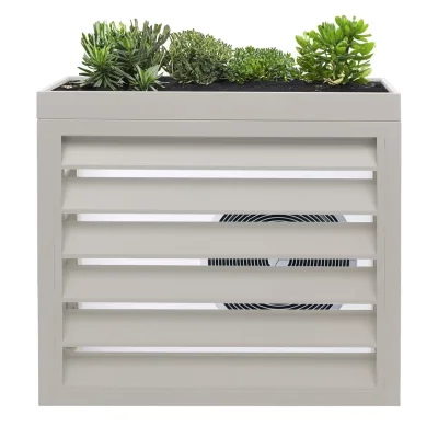 Verkleidung für Klimaanlage/Wärmepumpe MCW-O43, Abdeckung Schutzgitter Pflanzkasten, Metall 80x90x38cm ~ grau-weiß