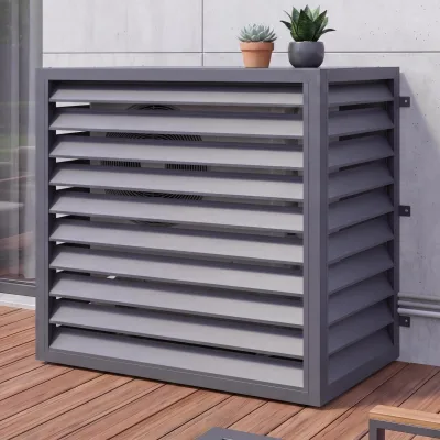Verkleidung für Klimaanlage/Wärmetauscher MCW-O43, Abdeckung Schutzgitter, Metall 111x127x65cm ~ anthrazit