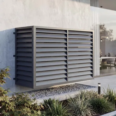 Verkleidung für Klimaanlage/Wärmetauscher MCW-O43, Abdeckung Schutzgitter, Metall 132x175x75cm ~ anthrazit