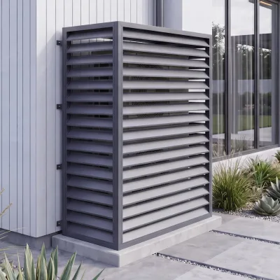 Verkleidung für Klimaanlage/Wärmetauscher MCW-O43, Abdeckung Schutzgitter, Metall 164x127x65cm ~ anthrazit