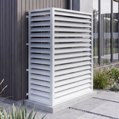 Verkleidung für Klimaanlage/Wärmetauscher MCW-O43, Abdeckung Schutzgitter, Metall 164x127x65cm ~ grau-weiß