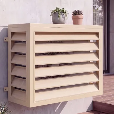 Verkleidung für Klimaanlage/Wärmetauscher MCW-O43, Abdeckung Schutzgitter, Metall 73x97x38cm ~ Eiche-Optik