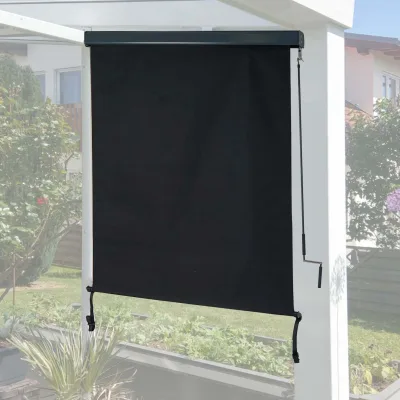 Vertikalmarkise MCW-F42, Senkrechtmarkise Sichtschutz Außenrollo Rollo, UV-Schutz 50 Stoff ~ 250x140cm, schwarz