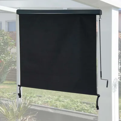Vertikalmarkise MCW-F42, Senkrechtmarkise Sichtschutz Außenrollo Rollo, UV-Schutz 50 Stoff ~ 250x180cm, schwarz