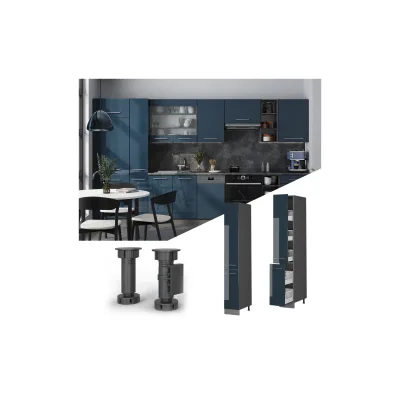 Vicco Apothekerhochschrank Fame-Line Anthrazit Dunkelblau Hochglanz 30 cm
