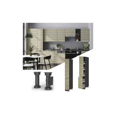 Vicco Apothekerhochschrank Fame-Line Anthrazit Eiche gefräst 30 cm