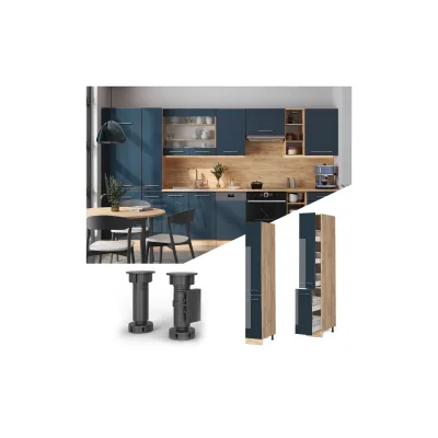 Vicco Apothekerhochschrank Fame-Line Eiche Dunkelblau Hochglanz 30 cm