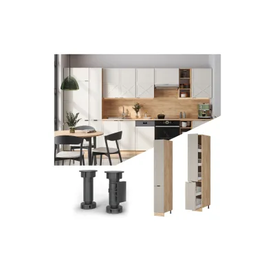 Vicco Apothekerhochschrank Fame-Line Eiche Grau-Beige gerahmt 30 cm