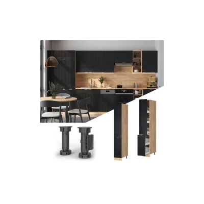 Vicco Apothekerhochschrank Fame-Line Eiche Schwarz gestreift 30 cm