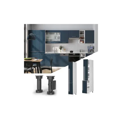 Vicco Apothekerhochschrank Fame-Line Weiß Dunkelblau Hochglanz 30 cm