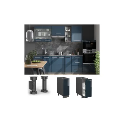 Vicco Apothekerunterschrank Fame-Line Anthrazit Dunkelblau Hochglanz 30 cm ohne Arbeitsplatte