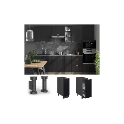Vicco Apothekerunterschrank Fame-Line Anthrazit Schwarz gestreift 30 cm ohne Arbeitsplatte