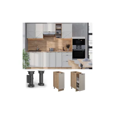 Vicco Apothekerunterschrank Fame-Line Eiche Grau-Beige gerahmt 30 cm ohne Arbeitsplatte