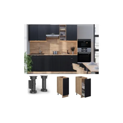 Vicco Apothekerunterschrank Fame-Line Eiche Schwarz gestreift 30 cm ohne Arbeitsplatte