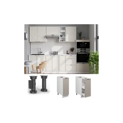 Vicco Apothekerunterschrank Fame-Line Weiß Grau-Beige gerahmt 30 cm ohne Arbeitsplatte
