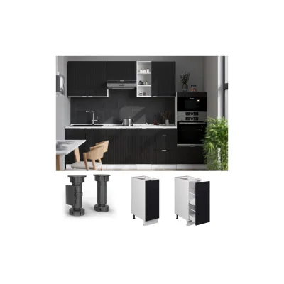 Vicco Apothekerunterschrank Fame-Line Weiß Schwarz gestreift 30 cm ohne Arbeitsplatte