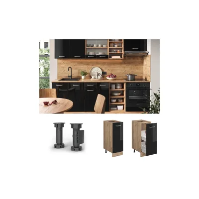 Vicco Apothekerunterschrank Küchenschrank R-Line Solid Eiche Schwarz 30 cm modern