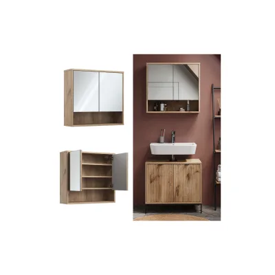 Vicco Bad-Spiegelschrank Eliza Viking Oak 70 x 65 cm mit 2 Türen