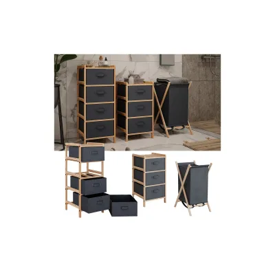 Vicco Badmöbel-Set Bruno Grau 3 Teile
