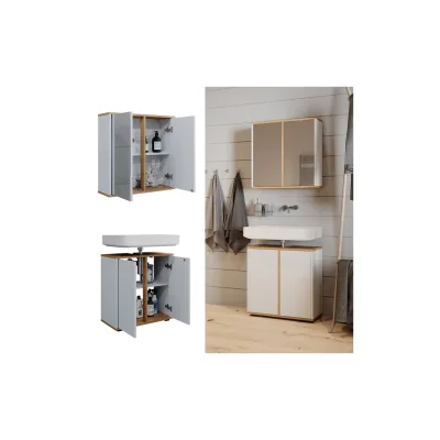 Vicco Badmöbel-Set Didi Weiß Eiche 2 Teile