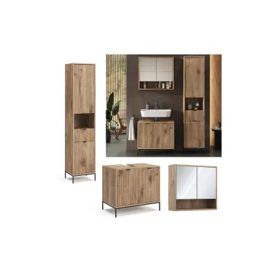 Vicco Badmöbel-Set Eliza Viking Oak 3 Teile mit Hochschrank