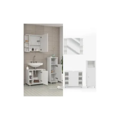 Vicco Badmöbel Set Fynn Badezimmer Spiegel Kommode Unterschrank Bad Weiß