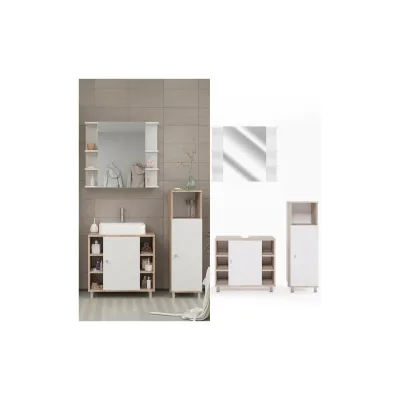 Vicco Badmöbel Set Fynn Badezimmer Spiegel Kommode Unterschrank Sonoma