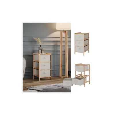 Vicco Badschrank Bruno Beige 34,5 x 67 cm mit 3 Stoffschubladen