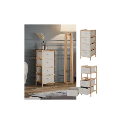 Vicco Badschrank Bruno Beige 34,5 x 86 cm mit 4 Stoffschubladen