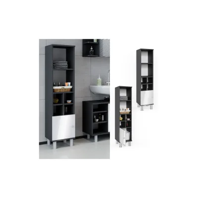 Vicco Badschrank Fynn Midischrank 7 Fächer Hochschrank Badezimmerschrank Bad