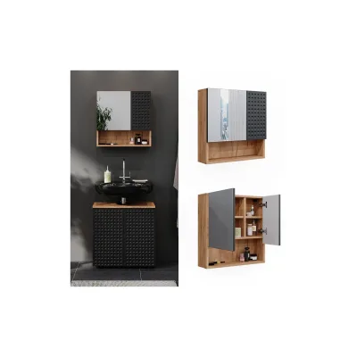 Vicco Badspiegelschrank Irma Eiche Anthrazit 54 x 55 cm Badezimmer